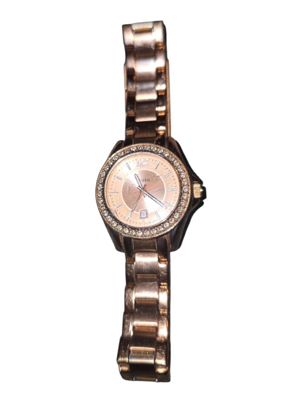 Fossil Rose Gold Crystal Bezel Ladies Watch